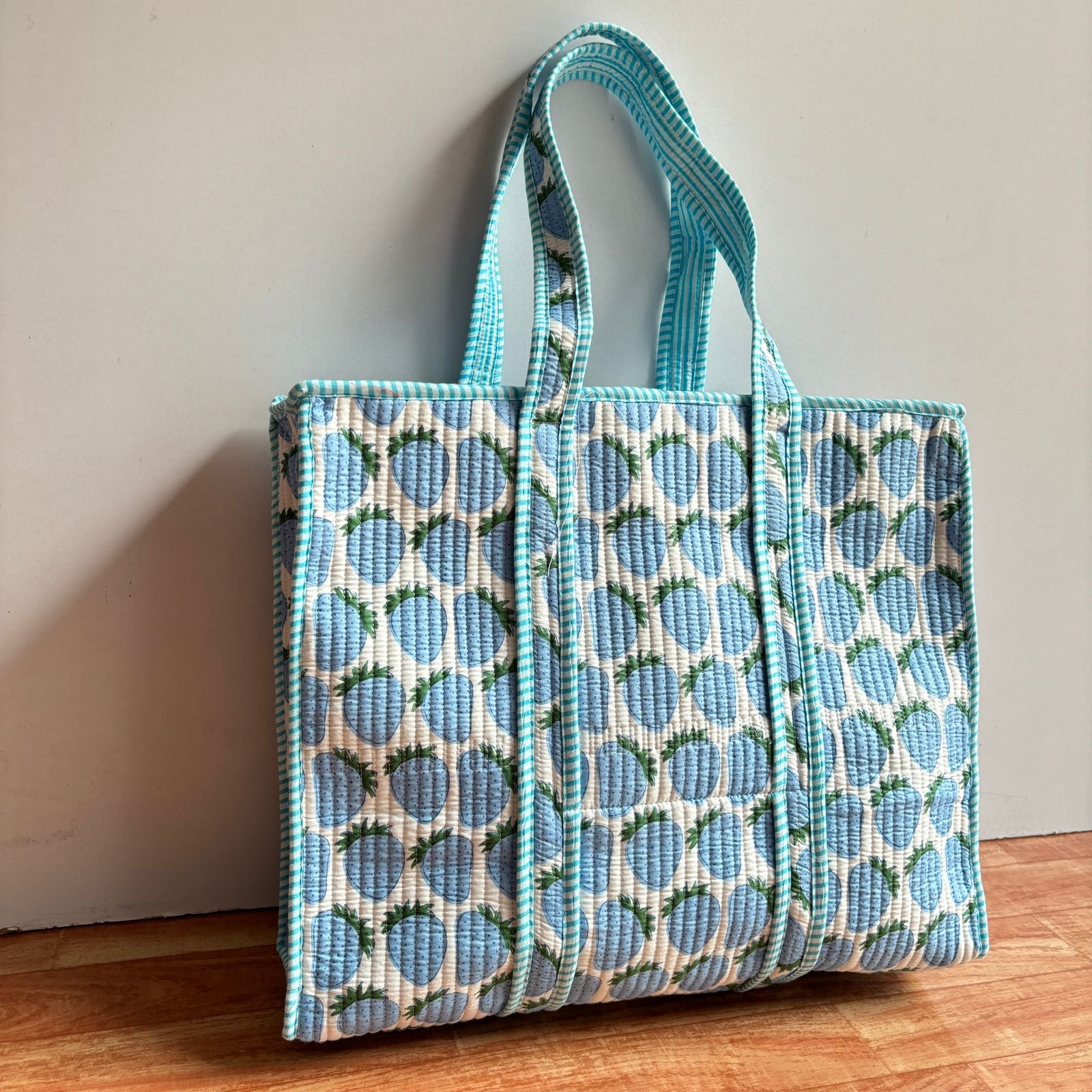 Blue Strawberry Tote Bag