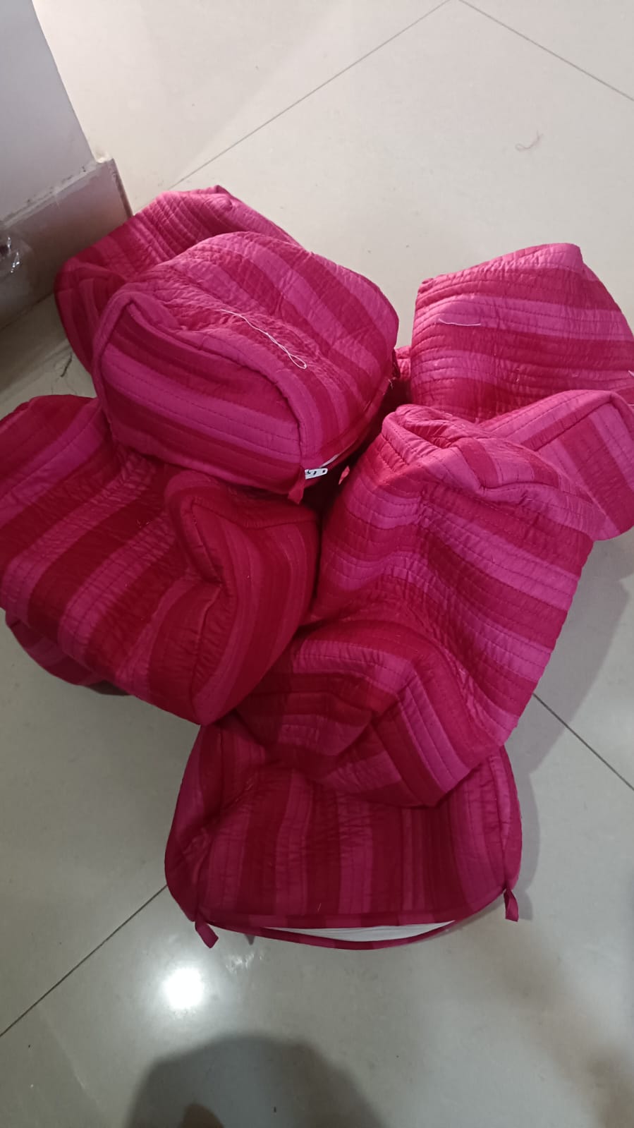 Rani pink Stripes Reversible Tote bag/weekend bag