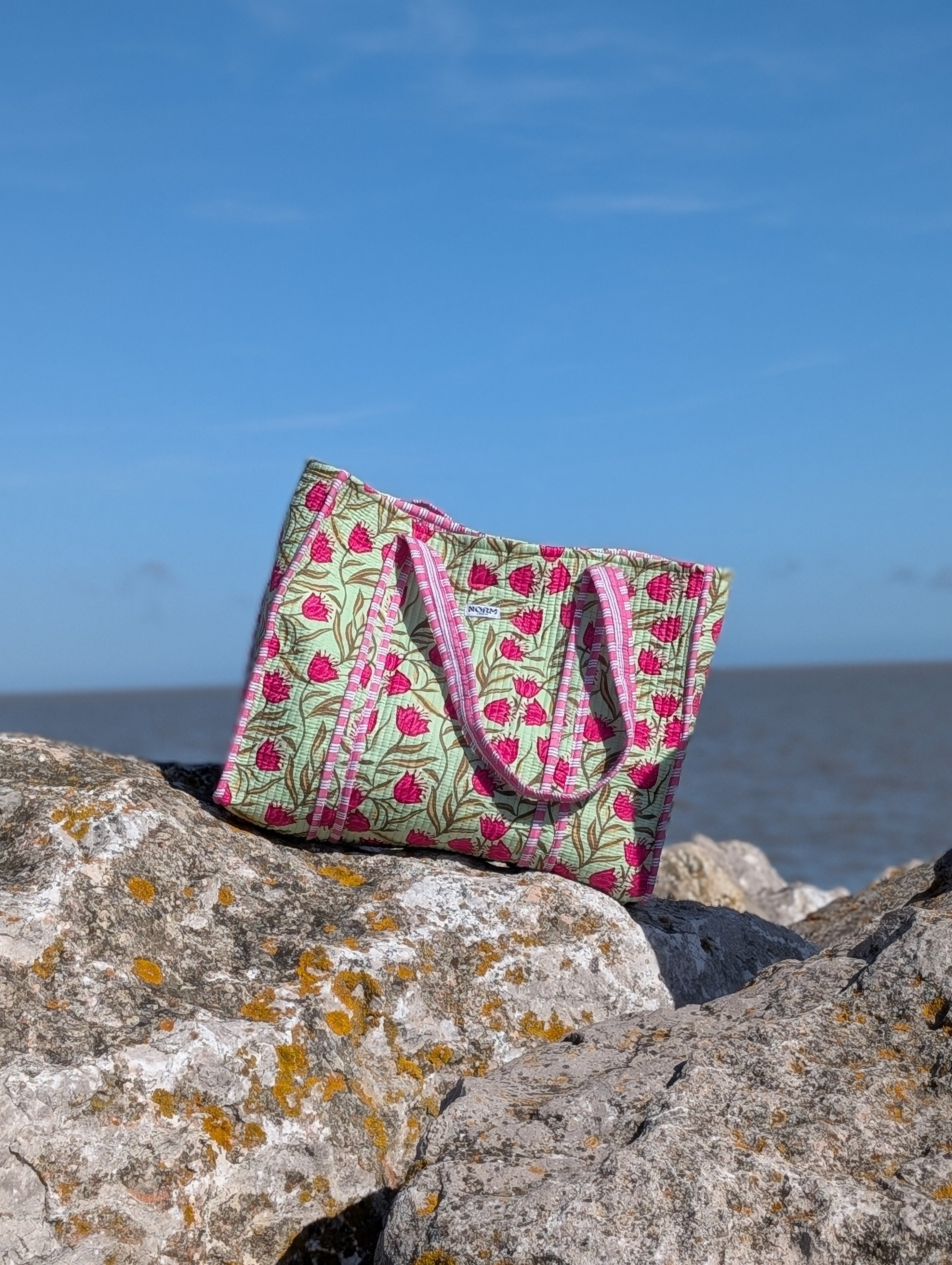 Pistachio Tulip Reversible Tote bag/weekend bag