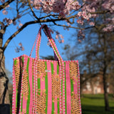 Reversible Tote bag/weekend bag PINK GREEN TIGER