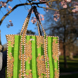 Green Zipper Tote bag/weekend bag