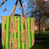 Green Zipper Tote bag/weekend bag