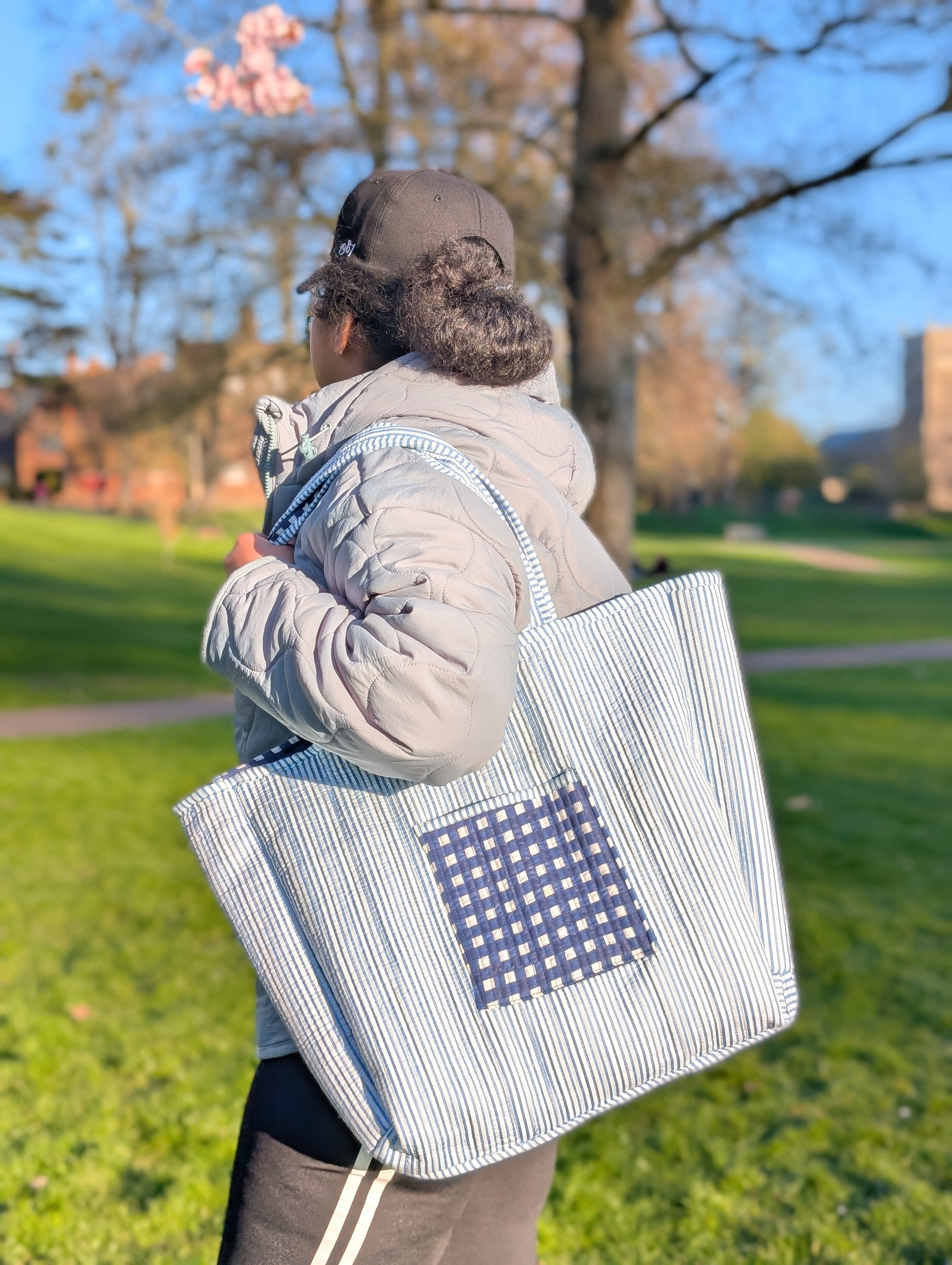 BLUE CHECK REVERSIBLE BAG