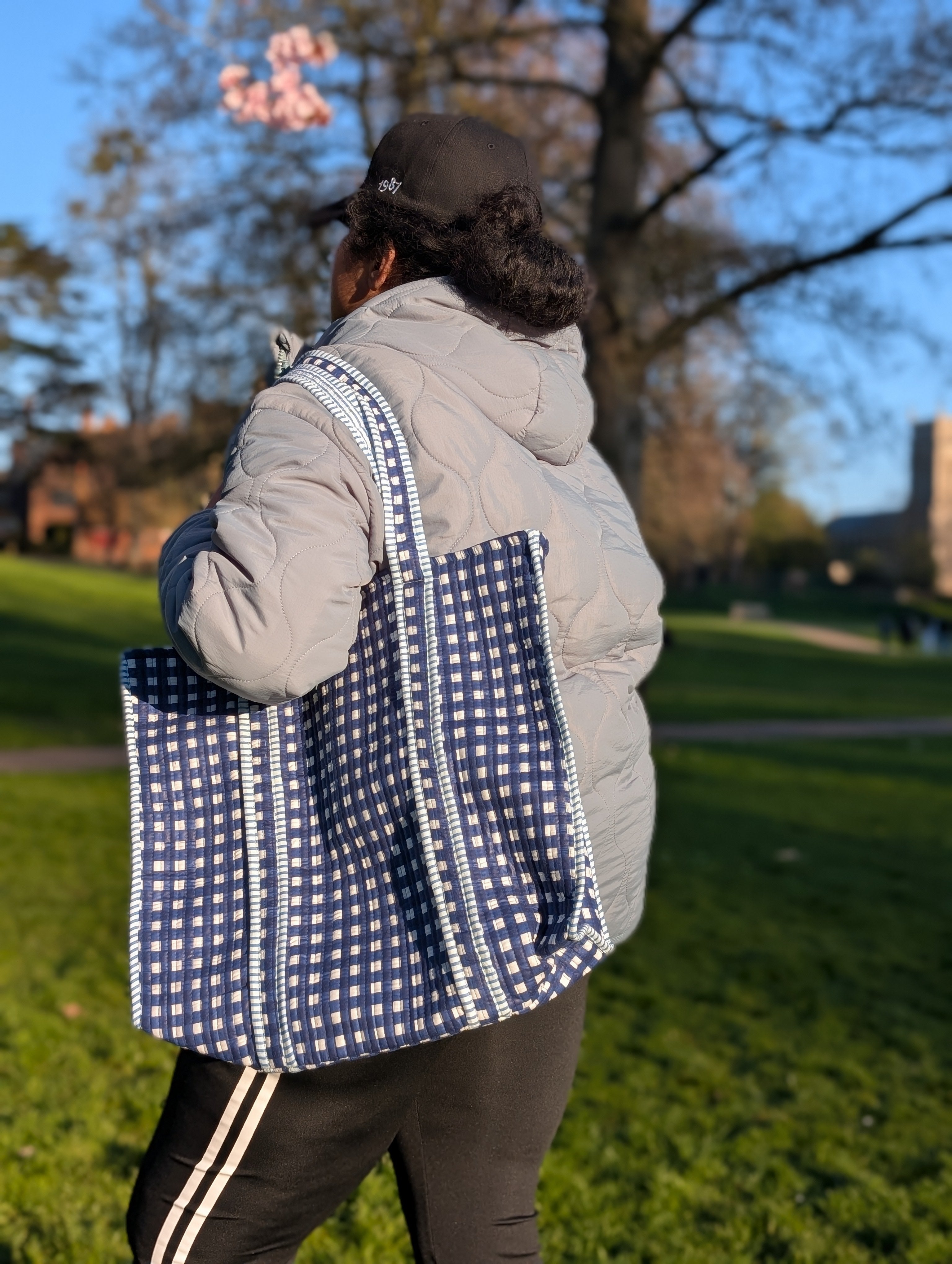 BLUE CHECK REVERSIBLE BAG