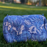 WATERPROOF MAKEUP BAG BLUE FLORAL