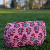 WATERPROOF MAKEUP BAG RED FLOWER