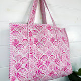 Blue/Pink shell bag Reversible Tote bag/weekend bag