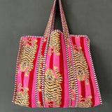 PINK WITH RED TIGER TOTE