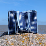 Blue Stripes Reversible Tote bag/weekend bag