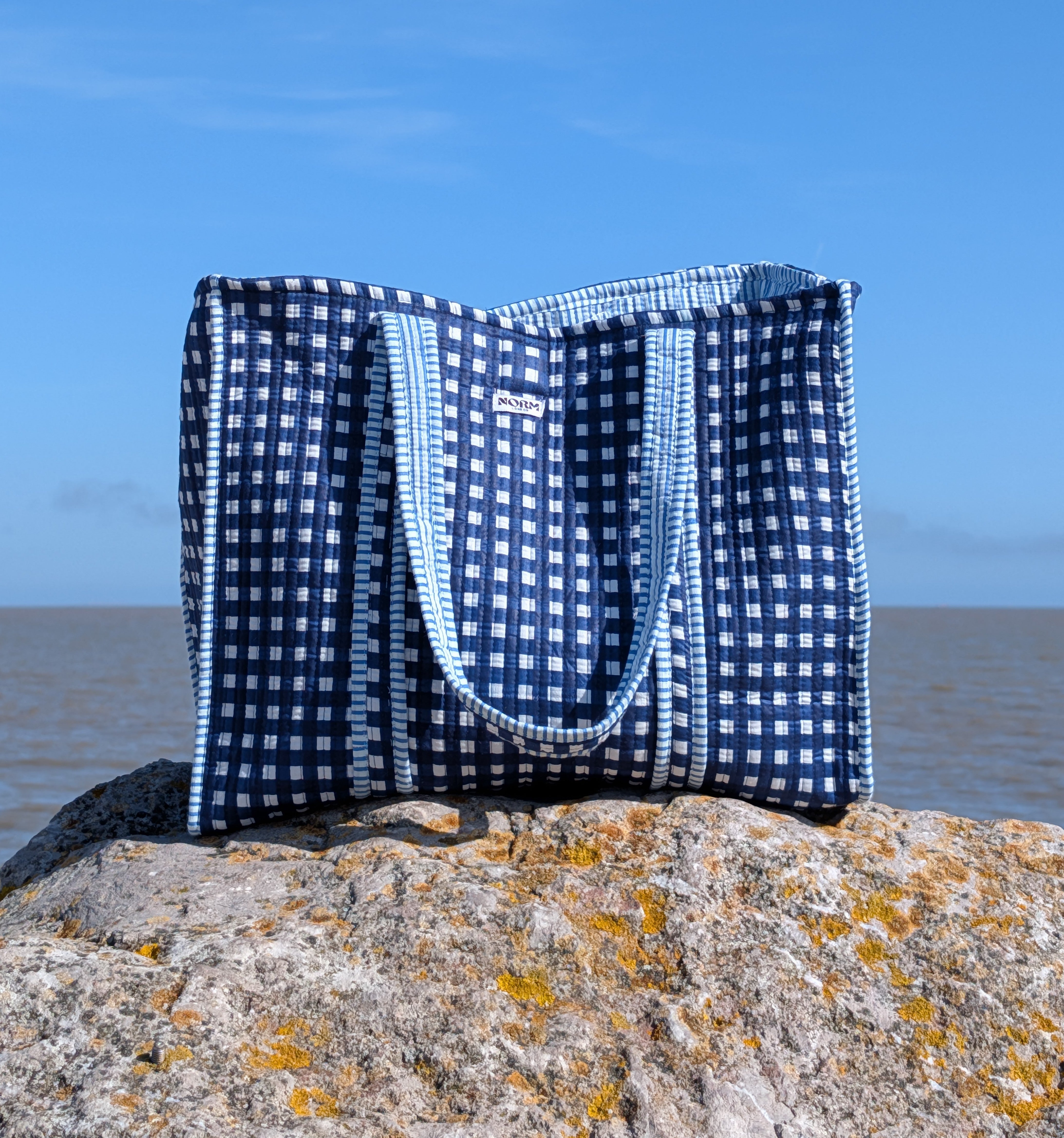 Blue Stripes Reversible Tote bag/weekend bag