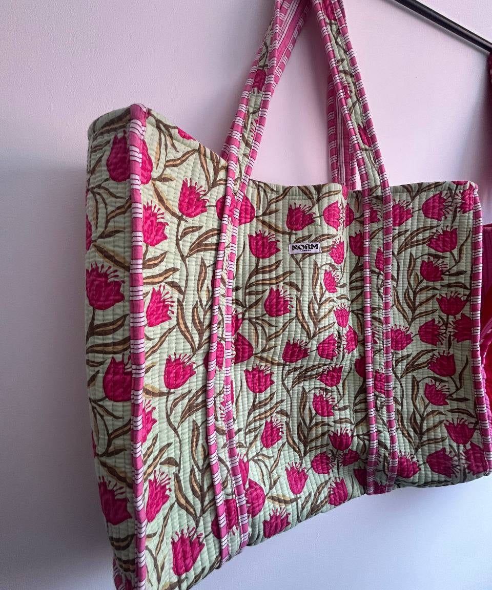 Blue Stripes Reversible Tote bag/weekend bag