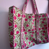 Blue Stripes Reversible Tote bag/weekend bag