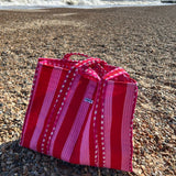 Blue Stripes Reversible Tote bag/weekend bag