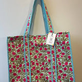 Blue Pink Tulips Reversible Tote bag/weekend bag