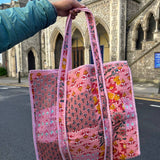 Pink patchwork tote bag  plus wash bag limited pieces only