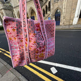 Pink patchwork tote bag  plus wash bag limited pieces only