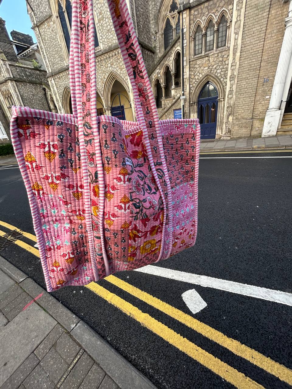 Pink patchwork tote bag  plus wash bag limited pieces only