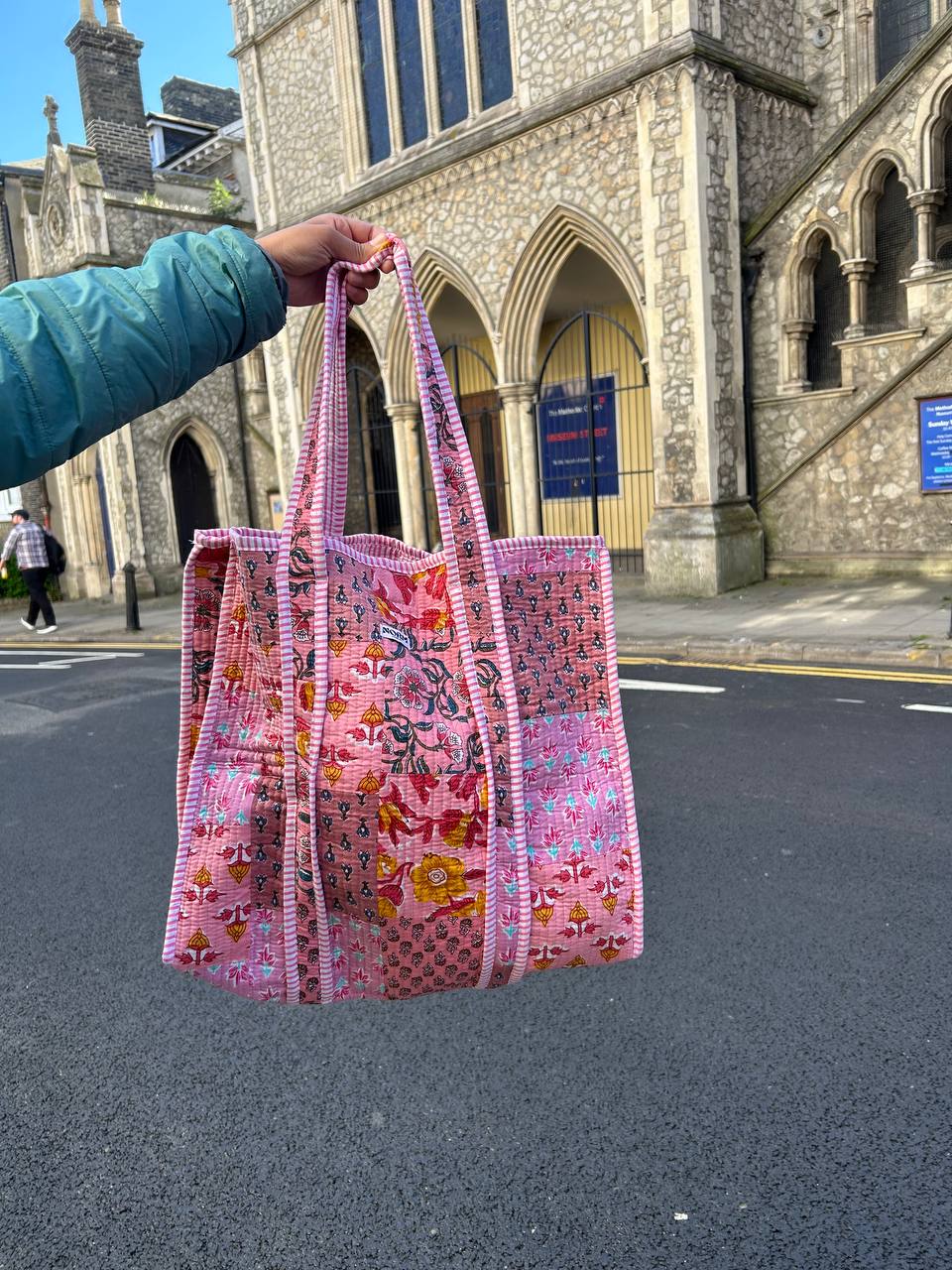 Pink patchwork tote bag  plus wash bag limited pieces only