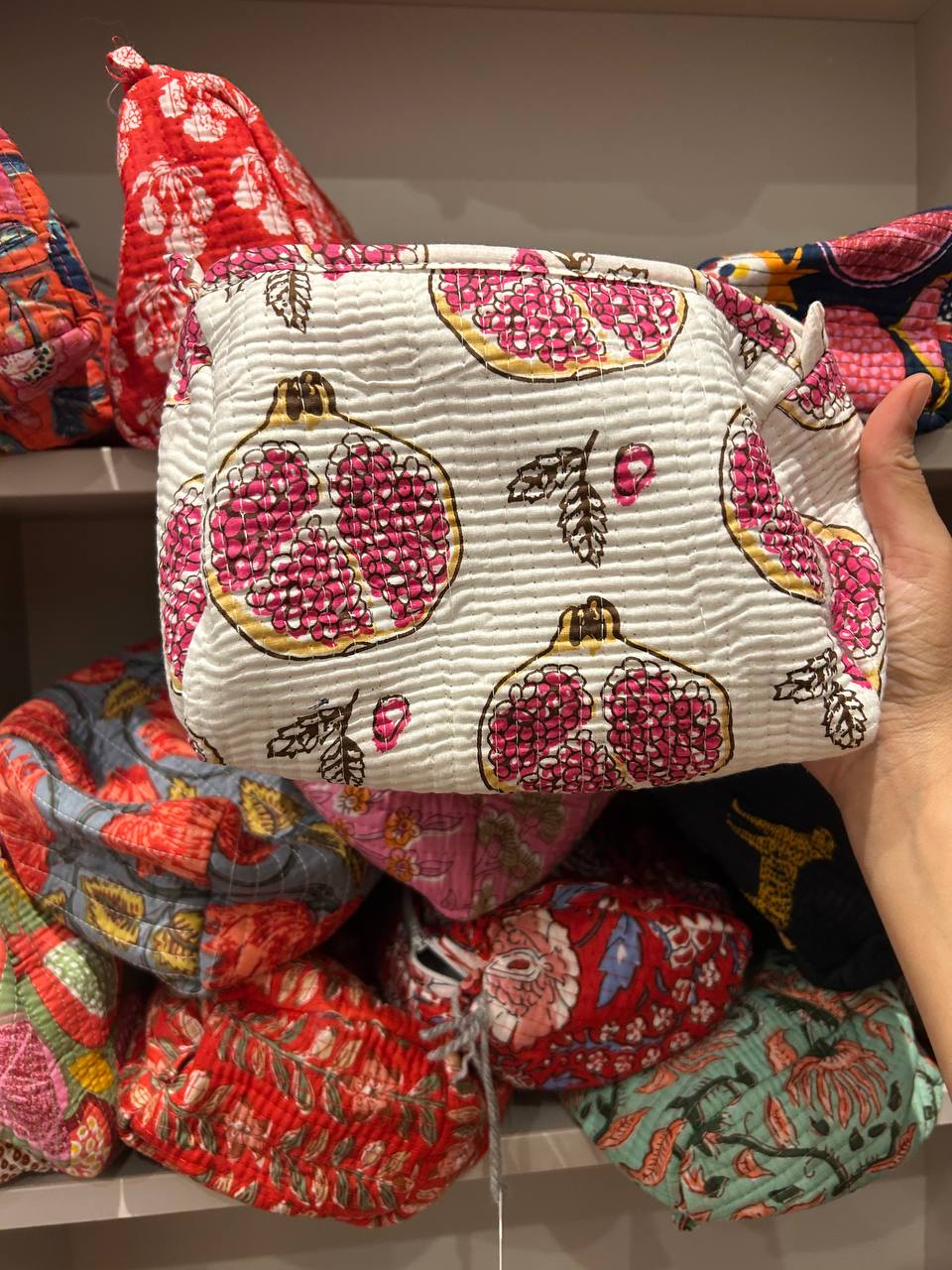 Blooming Pomegranate Quilted Wash Bag