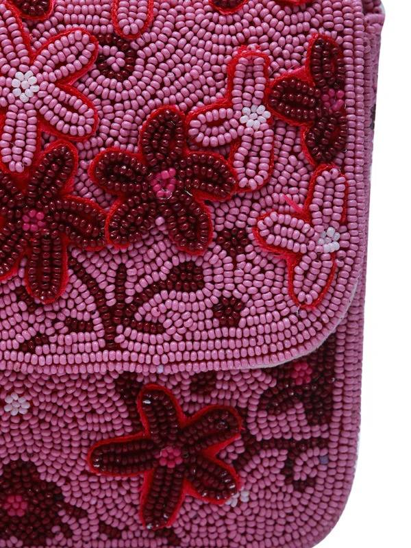 Pink Flowers Beaded bag