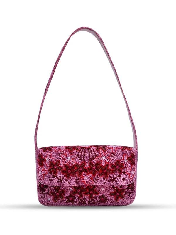 Pink Flowers Beaded bag