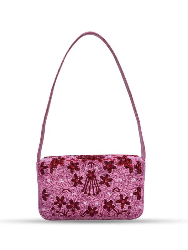 Pink Flowers Beaded bag