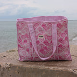 PINK SHELL TOTE BAG REVERSIBLE WITH BUTTONS