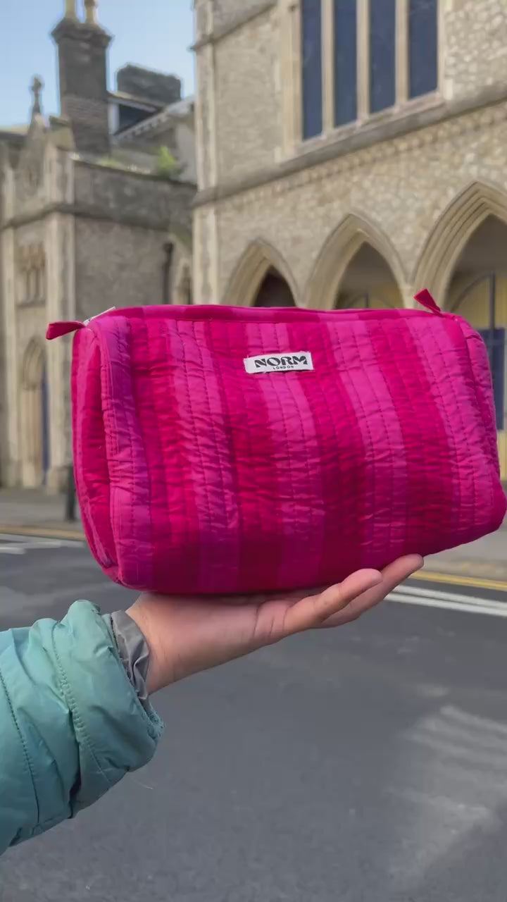 PINK STRIPES WATERPROOF MAKEUP BAG LIMITED STOCKS