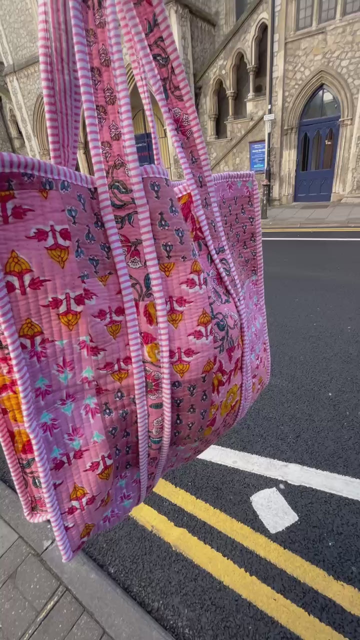 Pink patchwork tote bag  plus wash bag limited pieces only